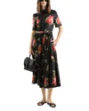 Dolce & Gabbana Belted Gathered Floral-print Cotton-poplin Midi Dress In Black