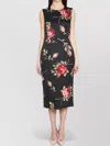 Dolce & Gabbana Women Black Dress With All-over Floral Print In Silk Woman In Multi