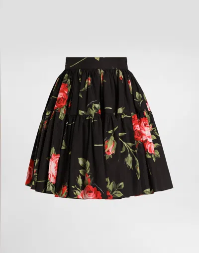 Dolce & Gabbana Rose Bouquet-print Short Skirt In Multi