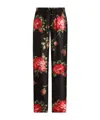 Dolce & Gabbana Women Wide-leg Pants With A Rose Bouquet Print In Multi