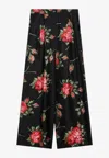 Dolce & Gabbana Women Wide-leg Pants With A Rose Bouquet Print In Black