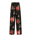 Dolce & Gabbana Women Wide-leg Pants With A Rose Bouquet Print In Black
