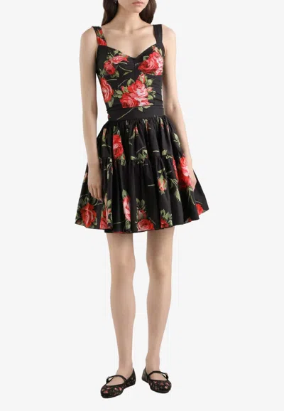 DOLCE & GABBANA ROSE BOUQUET-PRINT BUSTIER TOP