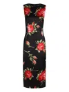 Dolce & Gabbana Women Black Dress With All-over Floral Print In Silk Woman In Black