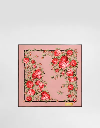 Dolce & Gabbana Rose Bouquet-print Silk Twill Scarf 50x50 In Multicolor