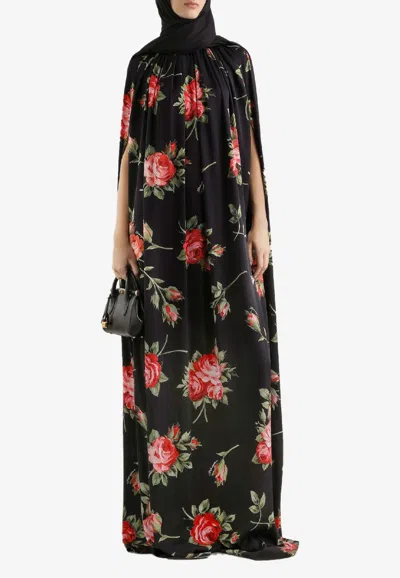 Dolce & Gabbana Rose Bouquet-print Tunic Dress In Multi