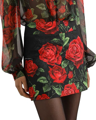 Dolce & Gabbana Rose Brocade Mini Skirt In Multicolor