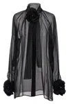 Dolce & Gabbana Rose Chiffon Shirt Shirt And Blouse Black In Black