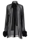 Dolce & Gabbana Rose Chiffon Shirt Shirt And Blouse Black In Black