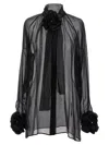 Dolce & Gabbana Rose Chiffon Shirt Shirt And Blouse Black In Black