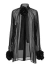 Dolce & Gabbana Rose Chiffon Shirt Shirt And Blouse Black In Black