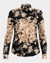 Dolce & Gabbana Rose Cretonne Charmeuse Button-down Shirt In Multi