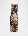 Dolce & Gabbana Rose Cretonne Charmeuse Sleeveless Midi Dress In Multi