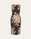 Dolce & Gabbana Rose Cretonne Charmeuse Sleeveless Midi Dress