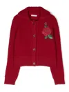 Dolce & Gabbana Rose-embroidered Spread-collar Cardigan In Red
