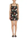Dolce & Gabbana Rose Embroidery Short Dress In Black