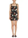 Dolce & Gabbana Rose Embroidery Short Dress In Multicolour