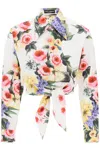 Dolce & Gabbana Dolce&gabbana Garden Print Cropped Shirt In Cotton In Giardino Fdo Bianco (white)