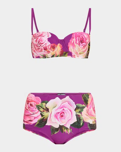 Dolce & Gabbana Rose Jersey Two-piece Swimsuit