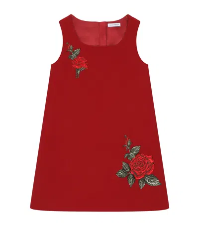 Dolce & Gabbana Kids' Rose-patch Dress In Burgundy