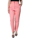 Dolce & Gabbana Rose Pink Polyester High Waist Tapered Pants In Red