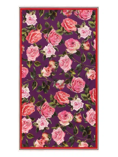 Dolce & Gabbana Rose-print Beach Sarong In Pink