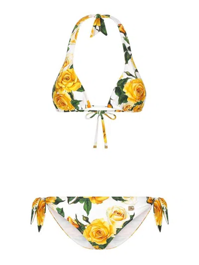Dolce & Gabbana Flower Print Bikini Set In Multicolour