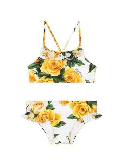 DOLCE & GABBANA ROSE-PRINT BIKINI SET