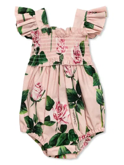 Dolce & Gabbana Babies' Rose-print Body In Pink