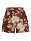 Dolce & Gabbana Rose-print Brocade Shorts In Red