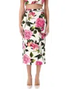 Dolce & Gabbana Rose-print Cotton-blend Midi Skirt In White Rose Print