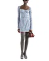Dolce & Gabbana Small Rose-print Short Charmeuse Dress In Blue