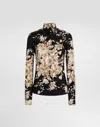 Dolce & Gabbana Rose-print Charmeuse Shirt In Black
