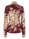 Dolce & Gabbana Rose-print Charmeuse Shirt In Multi