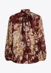 Dolce & Gabbana Chiffon Shirt With Rose Print In Multi