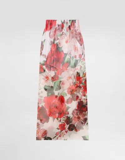 Dolce & Gabbana Rose-print Chiffon Calf-length Skirt