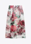 Dolce & Gabbana Multicolor Skirt With All-over Floral Motif In Silk Woman In Multicolor