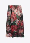 Dolce & Gabbana Chiffon Silk Skirt With Rose Print In Multicolor