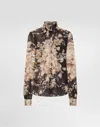 Dolce & Gabbana Floral-print Chiffon Shirt In Brown