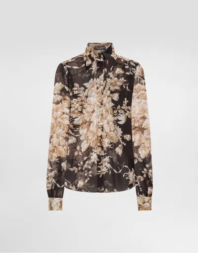 Dolce & Gabbana Floral-print Chiffon Shirt In Multi