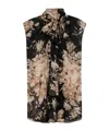 Dolce & Gabbana Rose-print Chiffon Sleeveless Top In Black