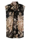 Dolce & Gabbana Rose-print Chiffon Sleeveless Top In Black