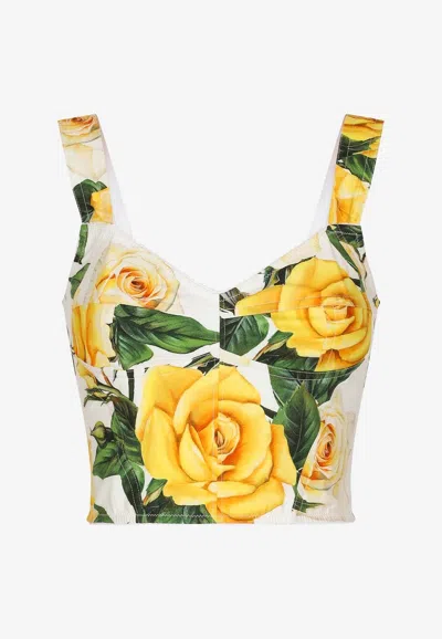 DOLCE & GABBANA ROSE PRINT CORSET TOP