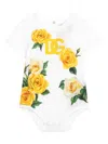 Dolce & Gabbana Rose-print Cotton Bodysuit In White