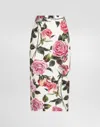 Dolce & Gabbana Rose-print Cotton-blend Midi Skirt In Multi