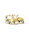 Dolce & Gabbana Rose-print Cotton Sandals In White