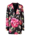 Dolce & Gabbana Rose-print Double-breasted Blazer In Black