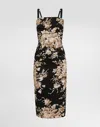 Dolce & Gabbana Floral Print Fitted Dress With Spaghetti Straps In Animal Print