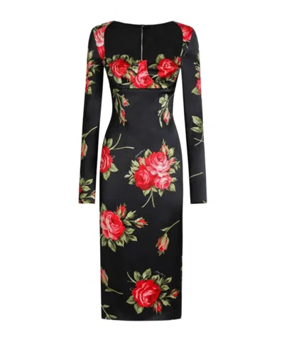 DOLCE & GABBANA DOLCE  GABBANA ROSE BOUQUET-PRINTED SHEATH DRESS