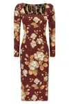 Dolce & Gabbana Floral Pattern Knee-length Dress With Long Sleeves In Multi